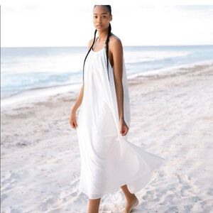 Mersea White Cotton Patio Dress One Size NWT Midi Maxi Pockets Resort Dress